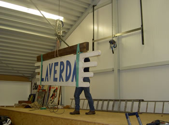 Original marble Laverda factory sign